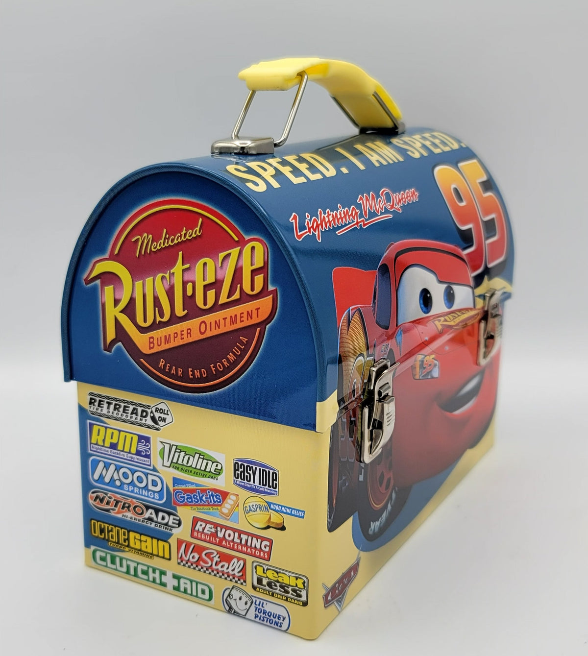 Disney Pixar Cars Lightning McQueen I am Speed Dome Metal Lunch Box
