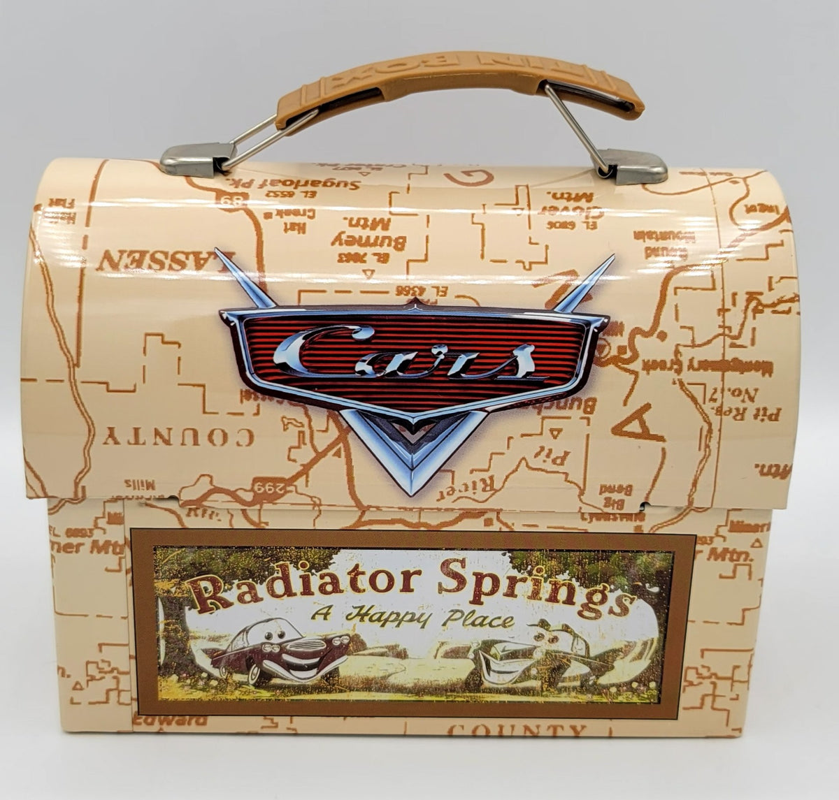 Disney Pixar Cars Radiator Springs Map Dome Metal Lunch Box