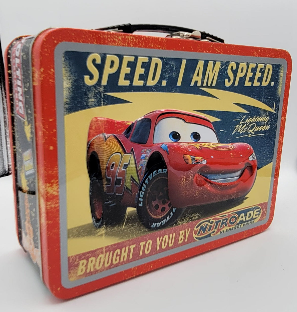 Disney Pixar Cars Lightning McQueen Speed Large Square Metal Lunch Box