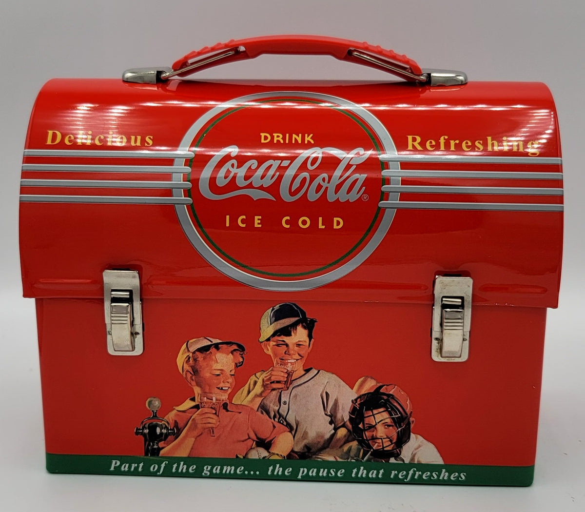 Coca-Cola Baseball Pause That Refreshes Dome Metal Lunch Box