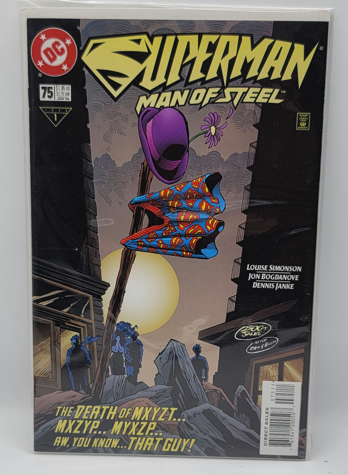 Superman The Man of Steel #75, 1998 Death of Mr. Mxyzptlk Factory Sealed DC Comic, front view