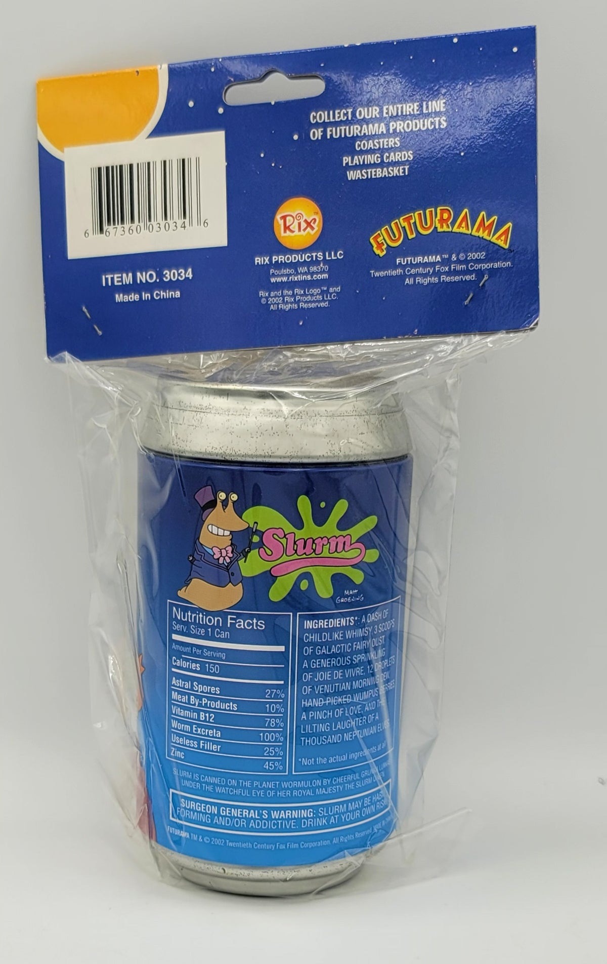 Futurama Slurm Playing Cards in Soda Can Container, 2002
