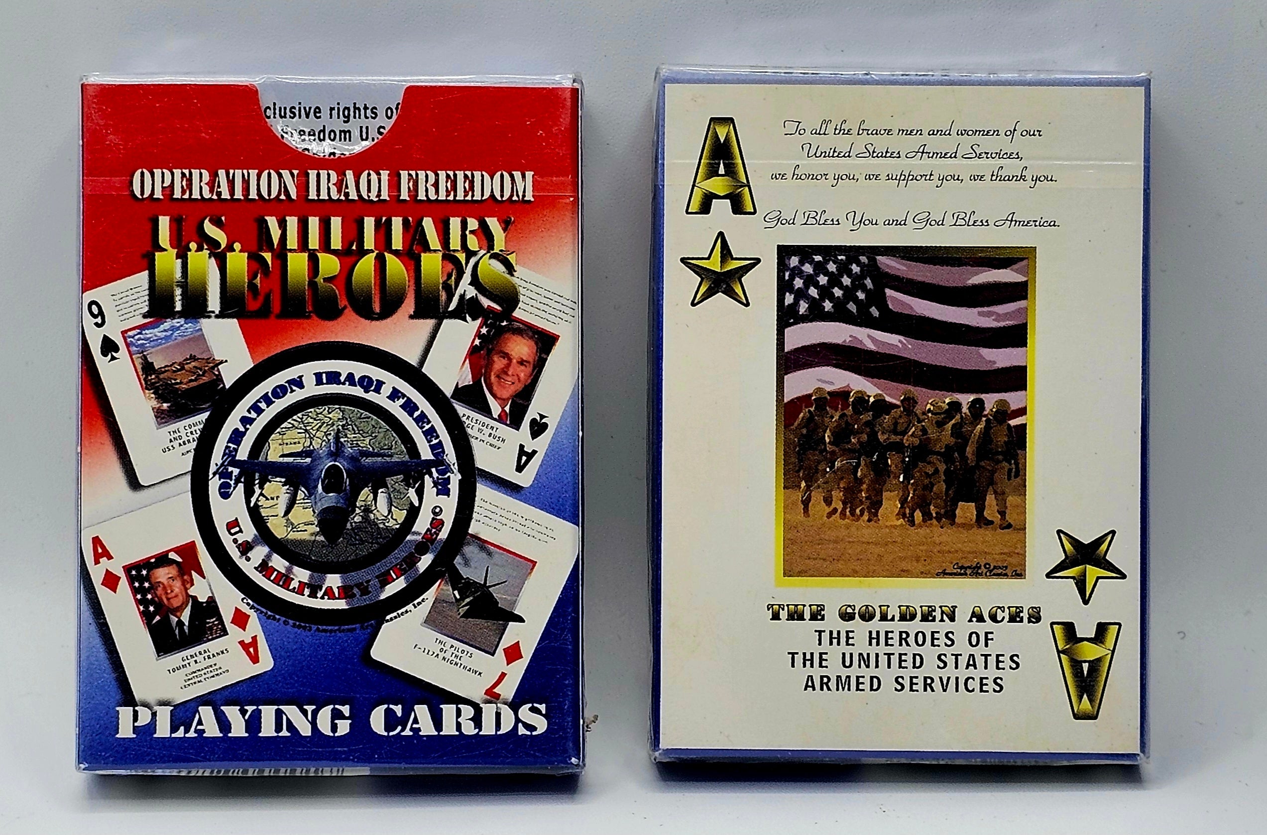 2003 Operation Iraqi Freedom U.S. Military Heroes Playing Cards, Factory Sealed Commemorative Deck, front view