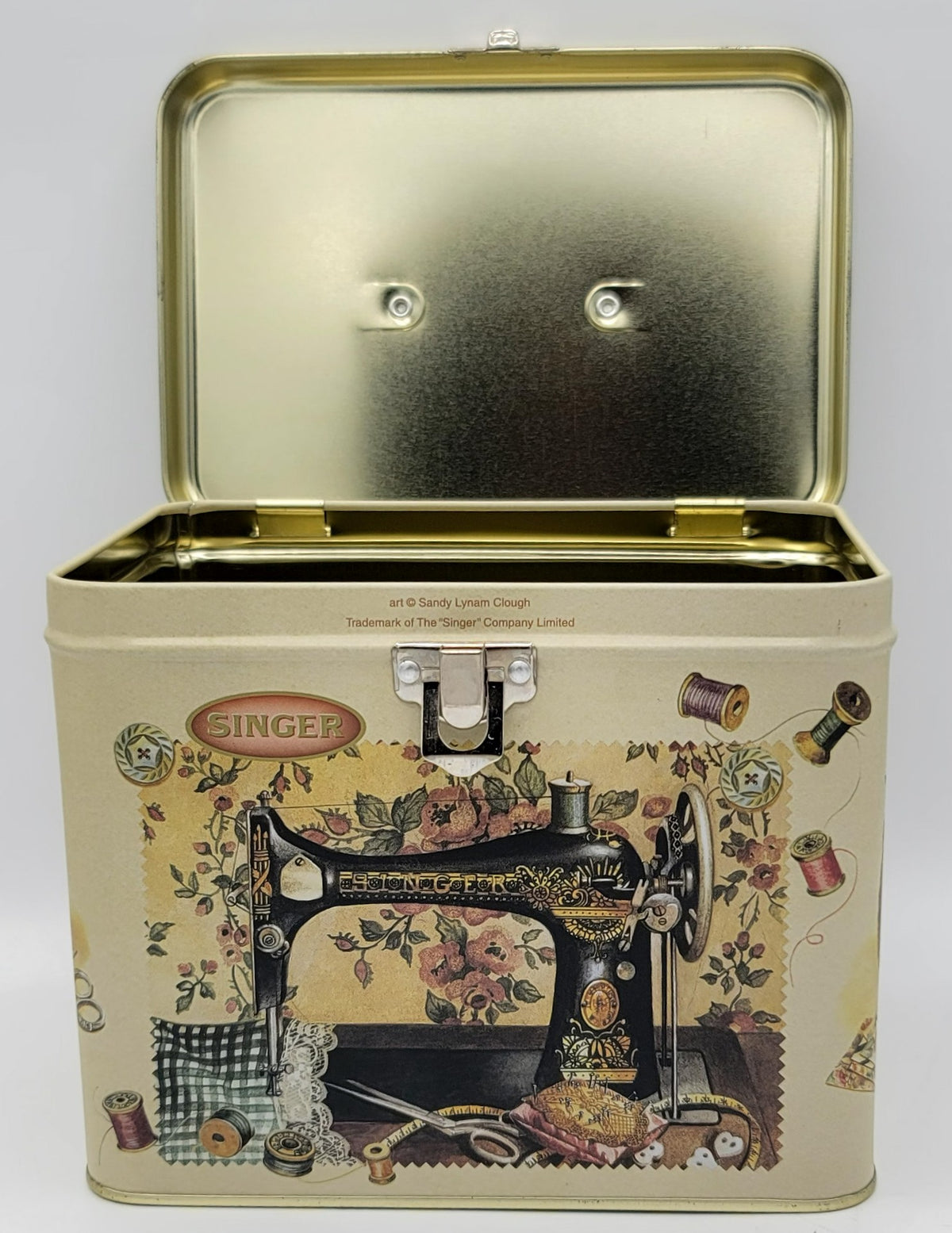 Singer Bobbins and Roses Square Metal Keepsake Box