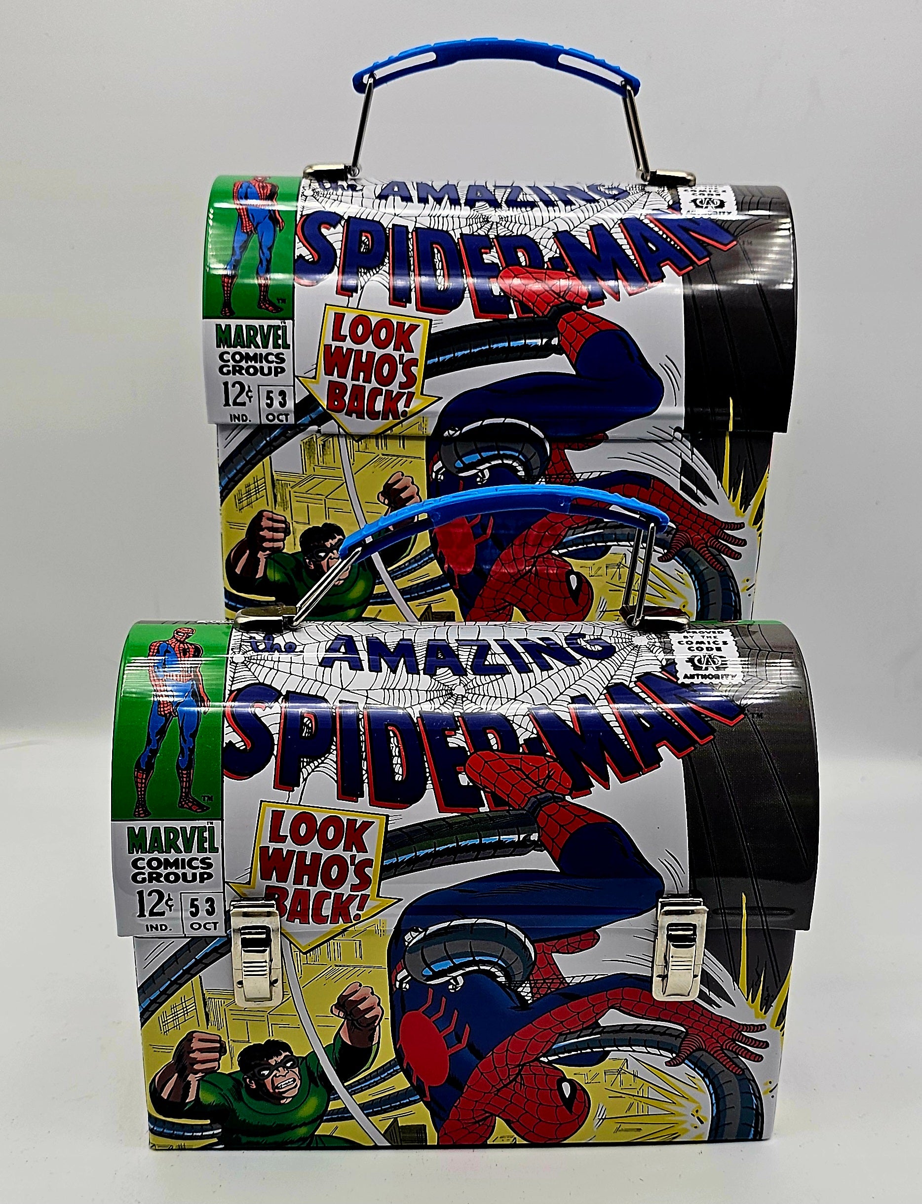 Amazing Spider-Man comic book art dome lunch box, Marvel superhero collectible