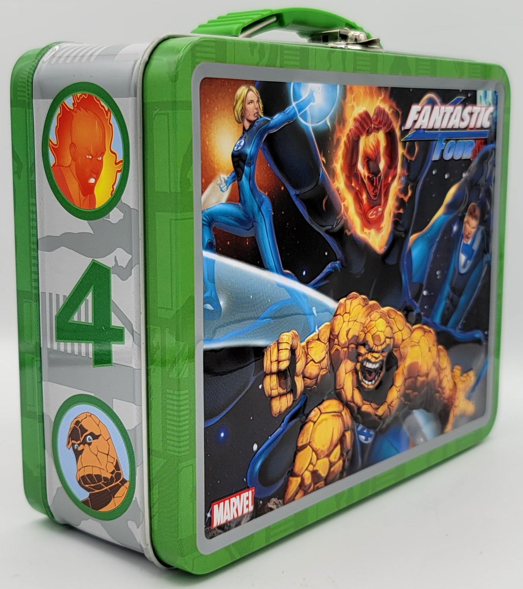 Fantastic Four 2005 Camouflage Side Variant Metal Lunch Box - Marvel Movie Collector Carry Case, packaging view