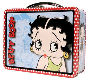 Betty Boop Blue Polka Dot Square Metal Lunch Box