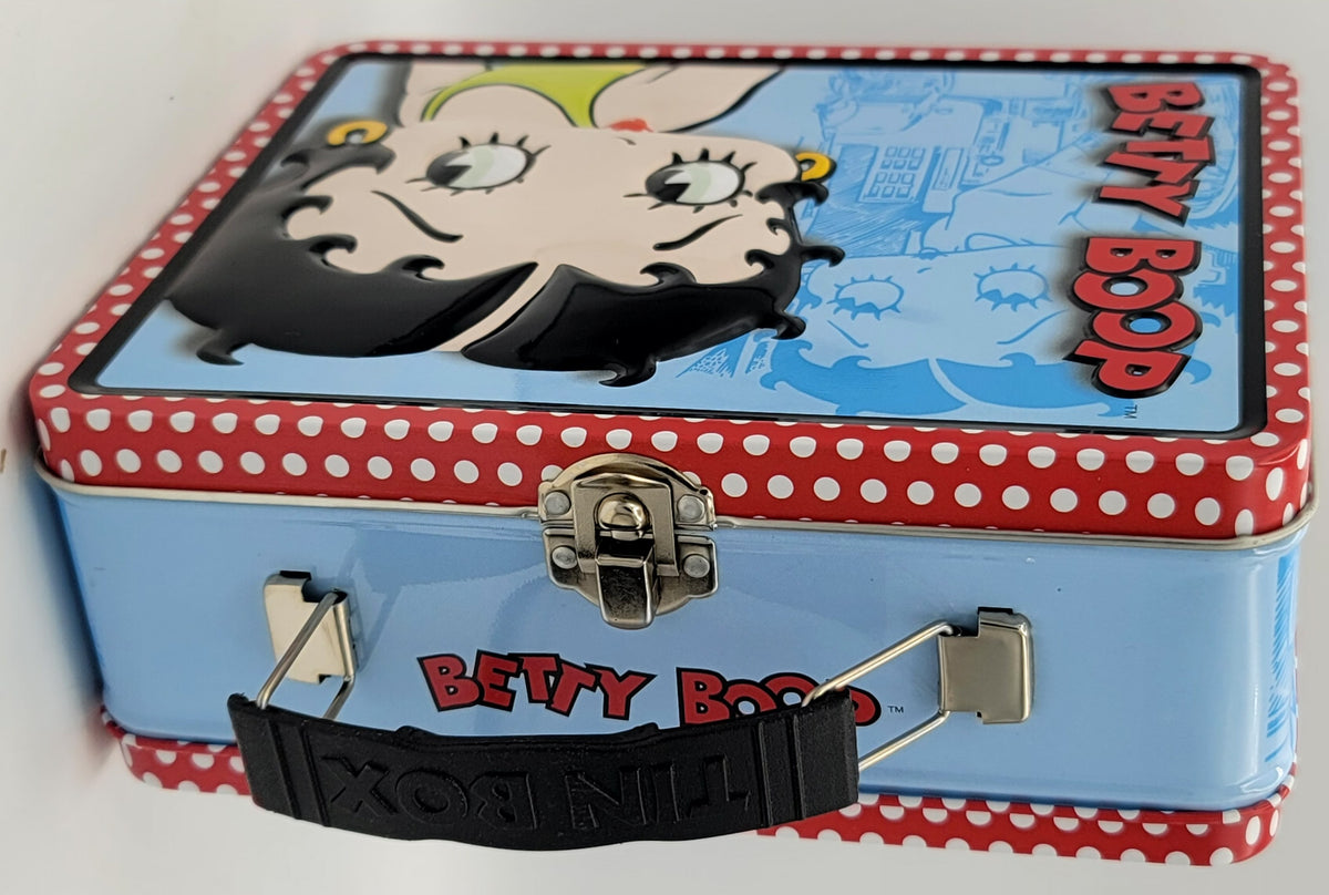 Betty Boop Blue Polka Dot Square Metal Lunch Box