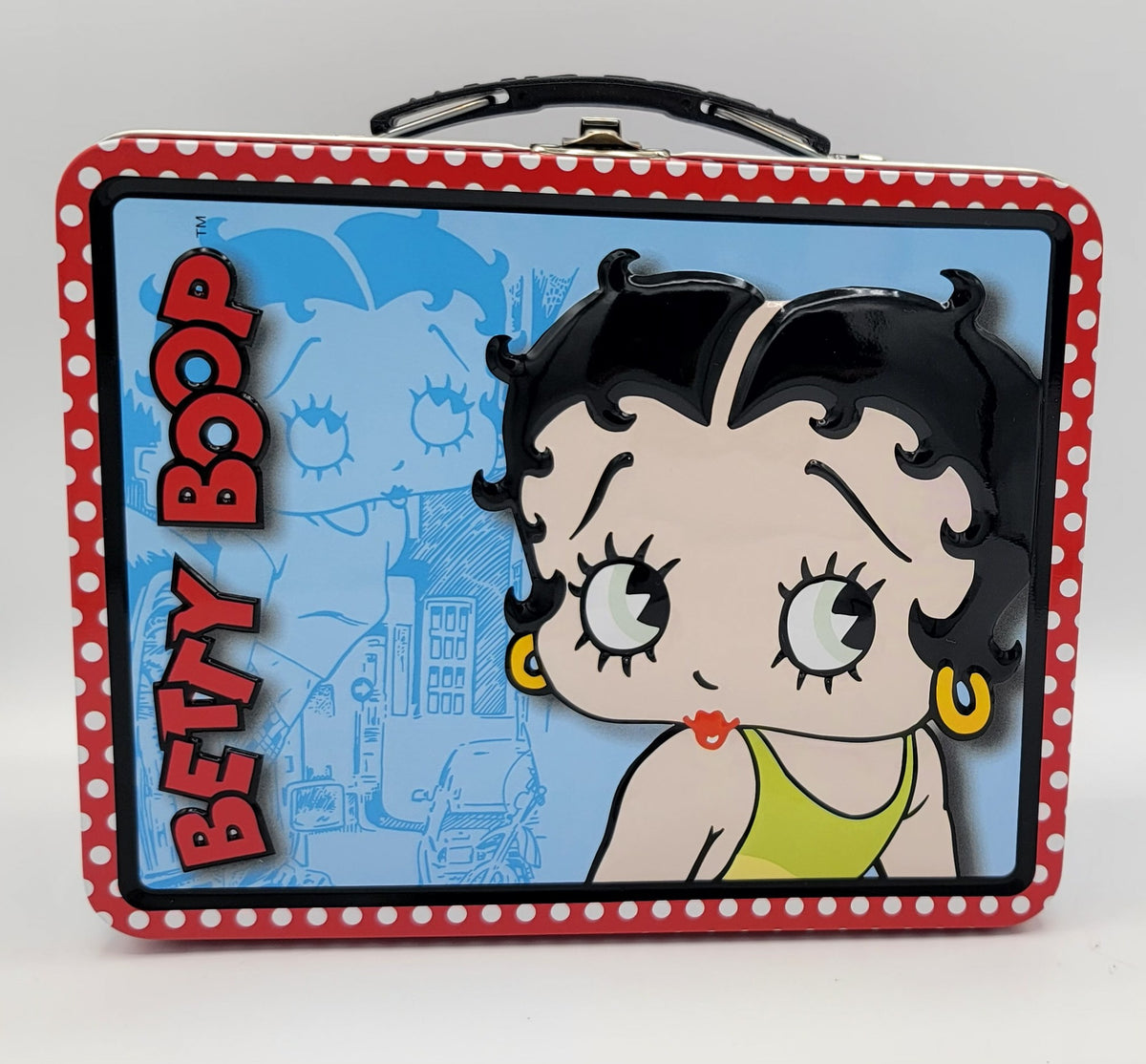 Betty Boop Blue Polka Dot Square Metal Lunch Box
