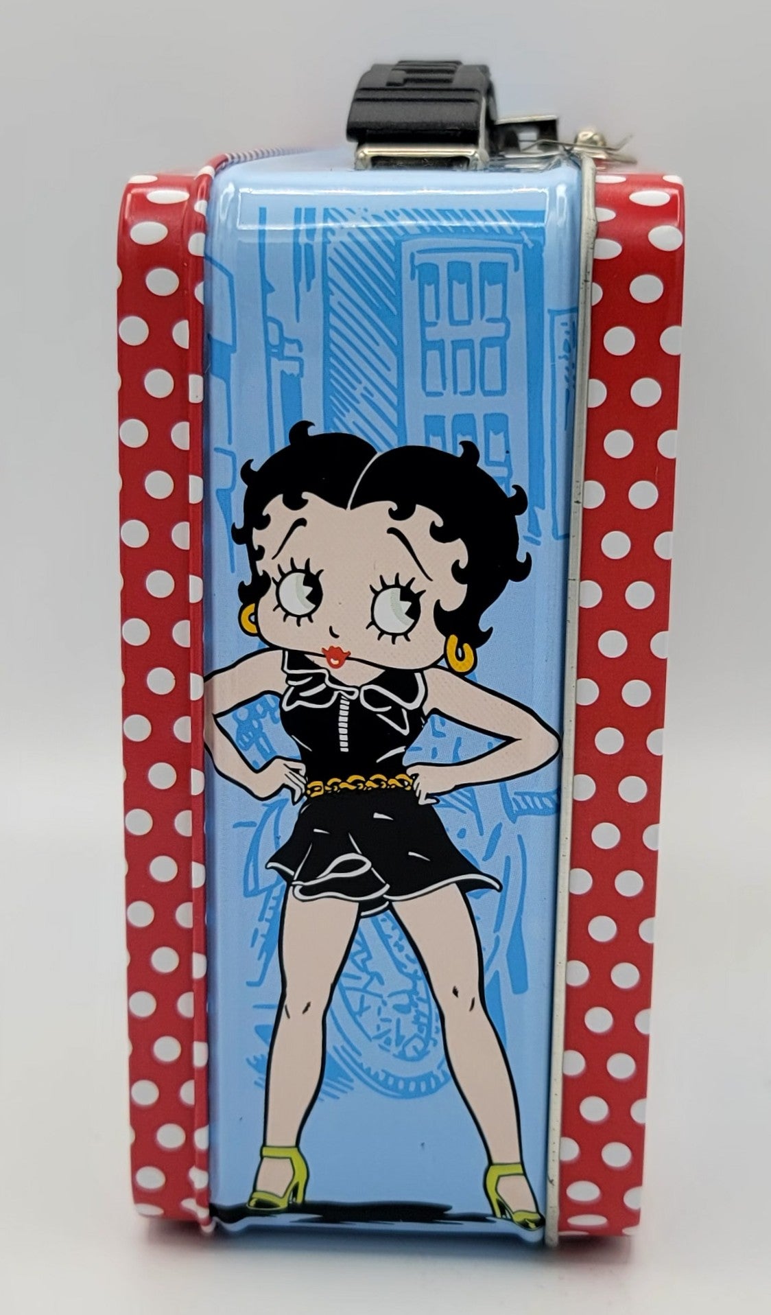 Betty Boop Blue Polka Dot Square Metal Lunch Box