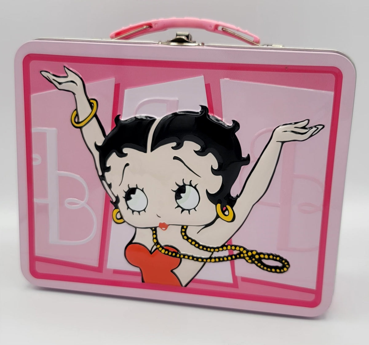 Betty Boop Pink Monogram 2005 Square Metal Lunch Box