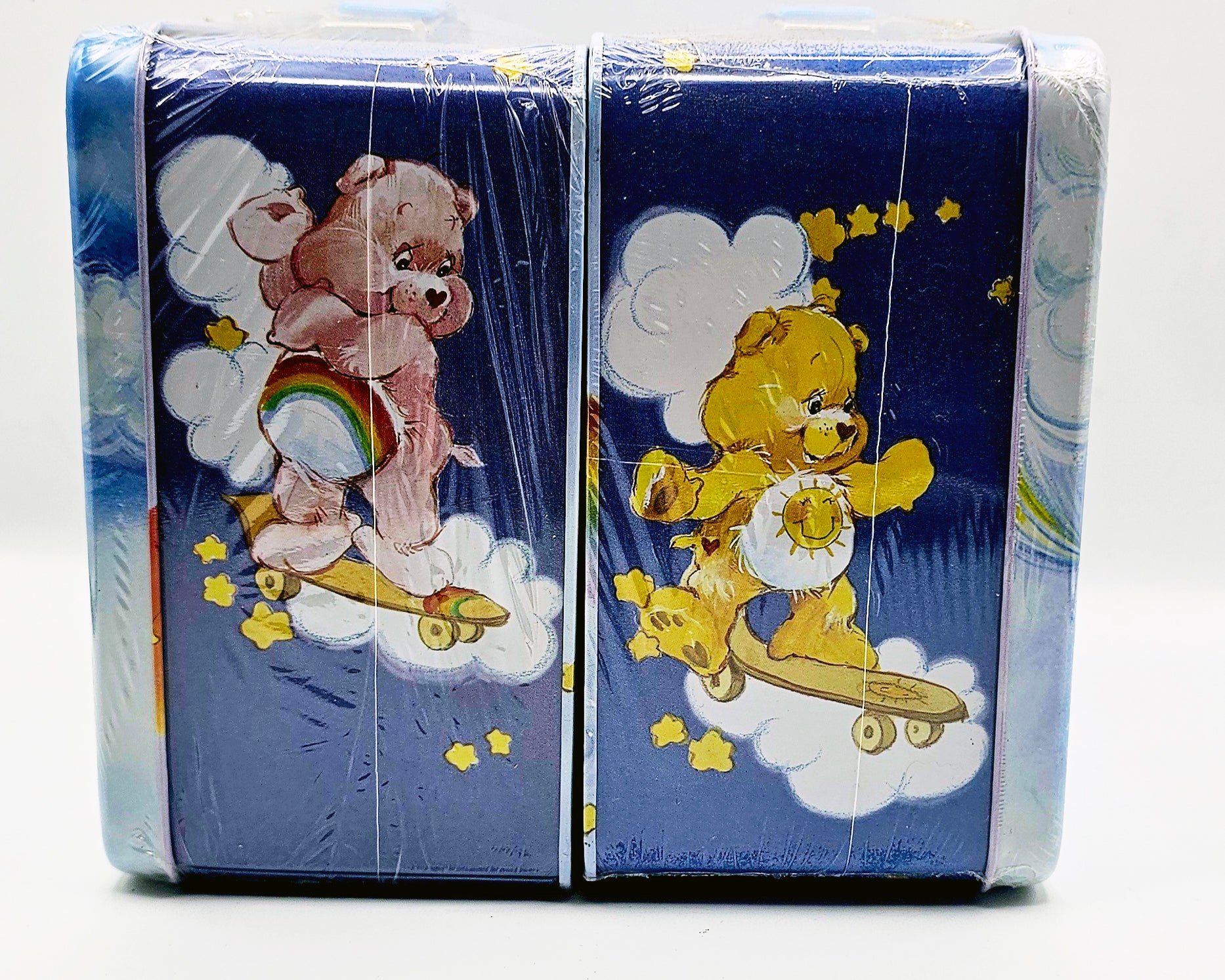 Care Bears rainbow square lunch box, vintage style character lunchbox alternate view
