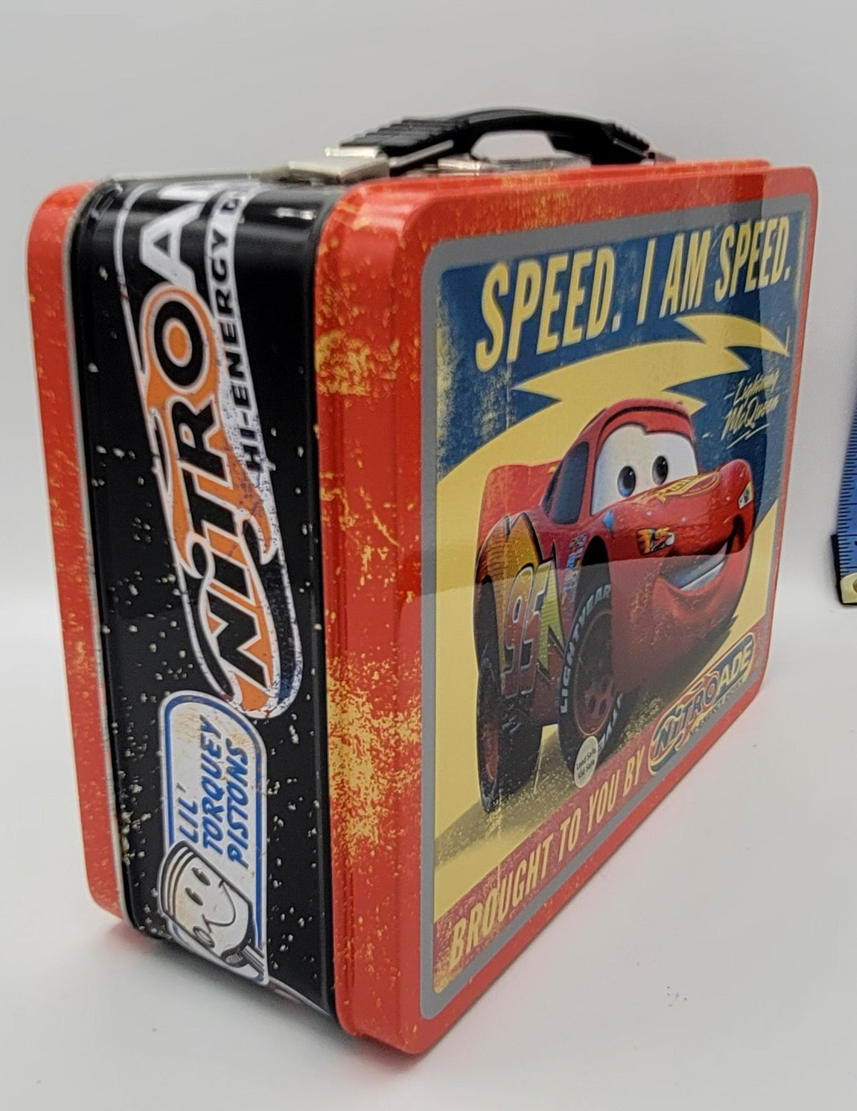 Disney Pixar Cars Lightning McQueen Speed Large Square Metal Lunch Box