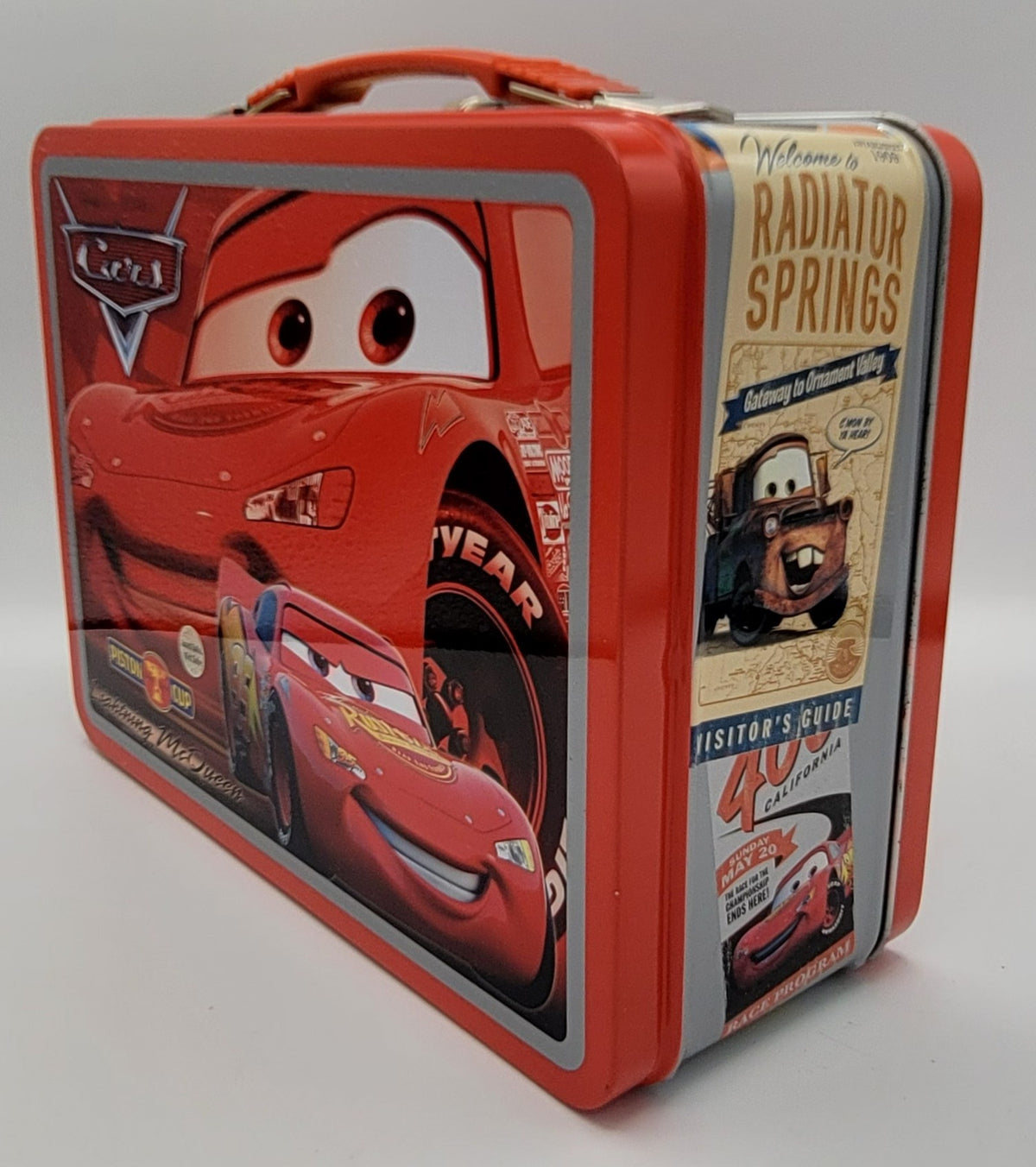 Disney Pixar Cars Piston Cup Radiator Springs Large Square Metal Lunch Box