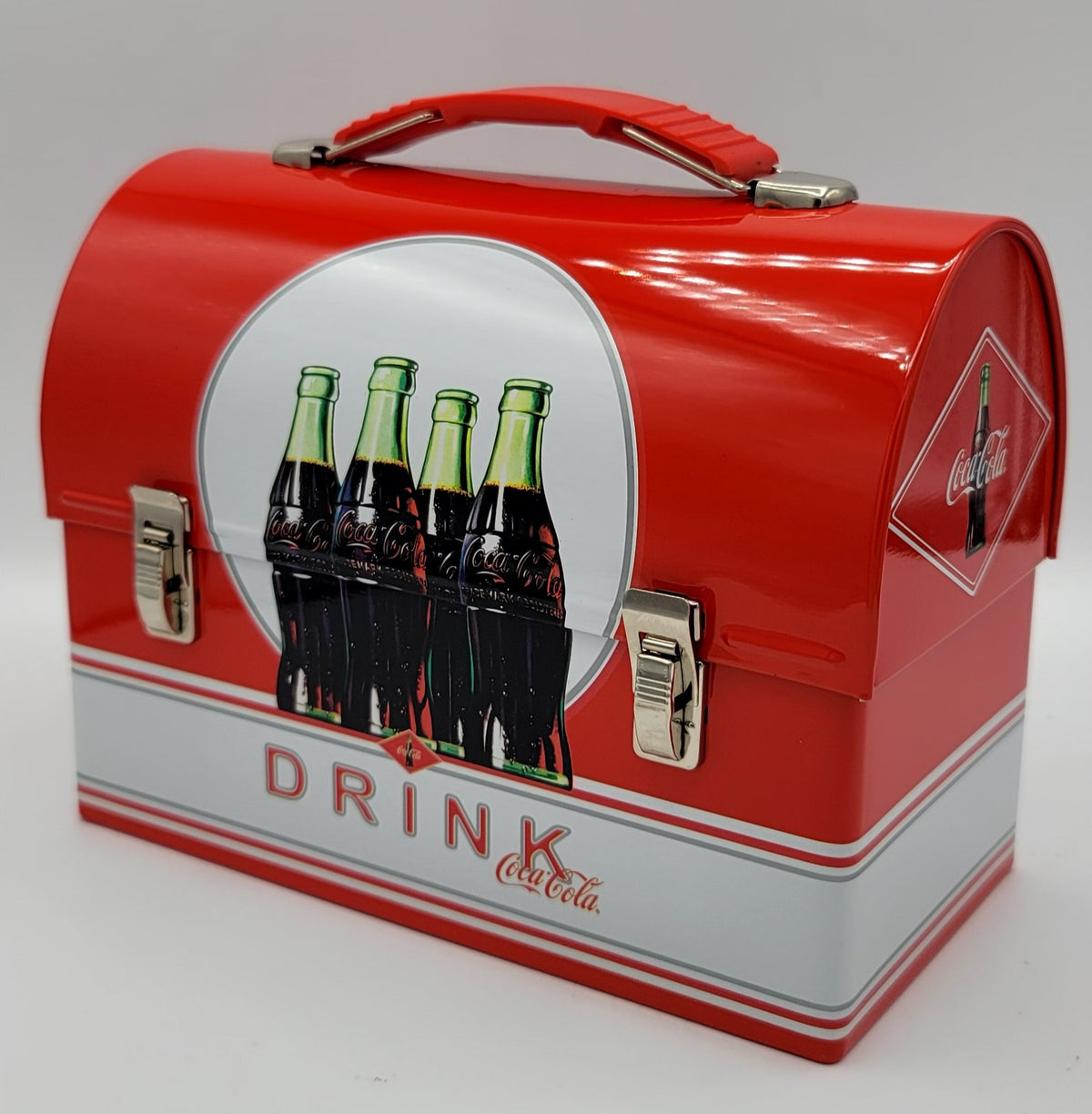 Coca-Cola Four Glass Bottles Dome Metal Lunch Box