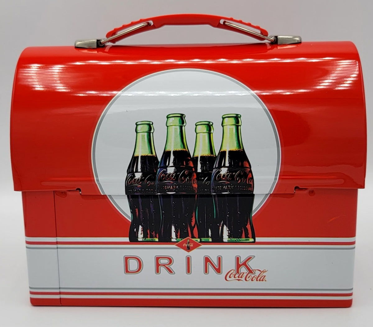 Coca-Cola Four Glass Bottles Dome Metal Lunch Box