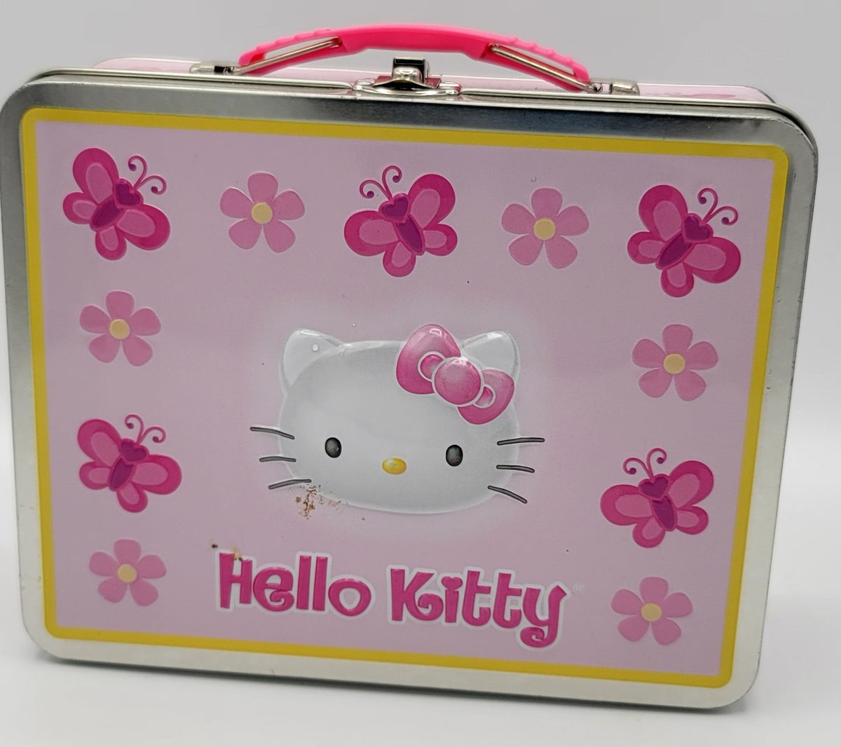 Hello Kitty Pink Daisy & Butterfly Metal Lunch Box