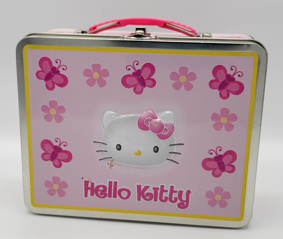 Hello Kitty Pink Daisy & Butterfly Metal Lunch Box