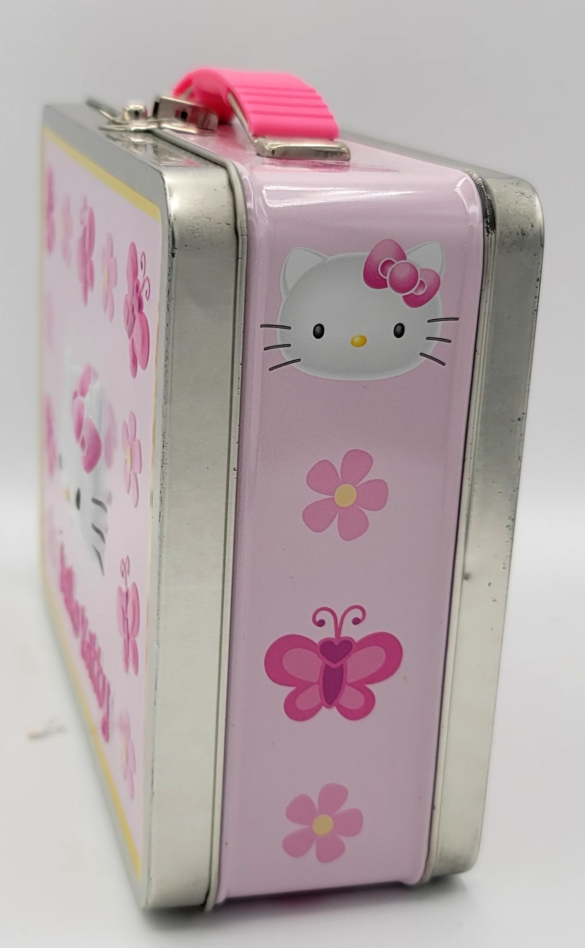 Hello Kitty Pink Daisy & Butterfly Metal Lunch Box