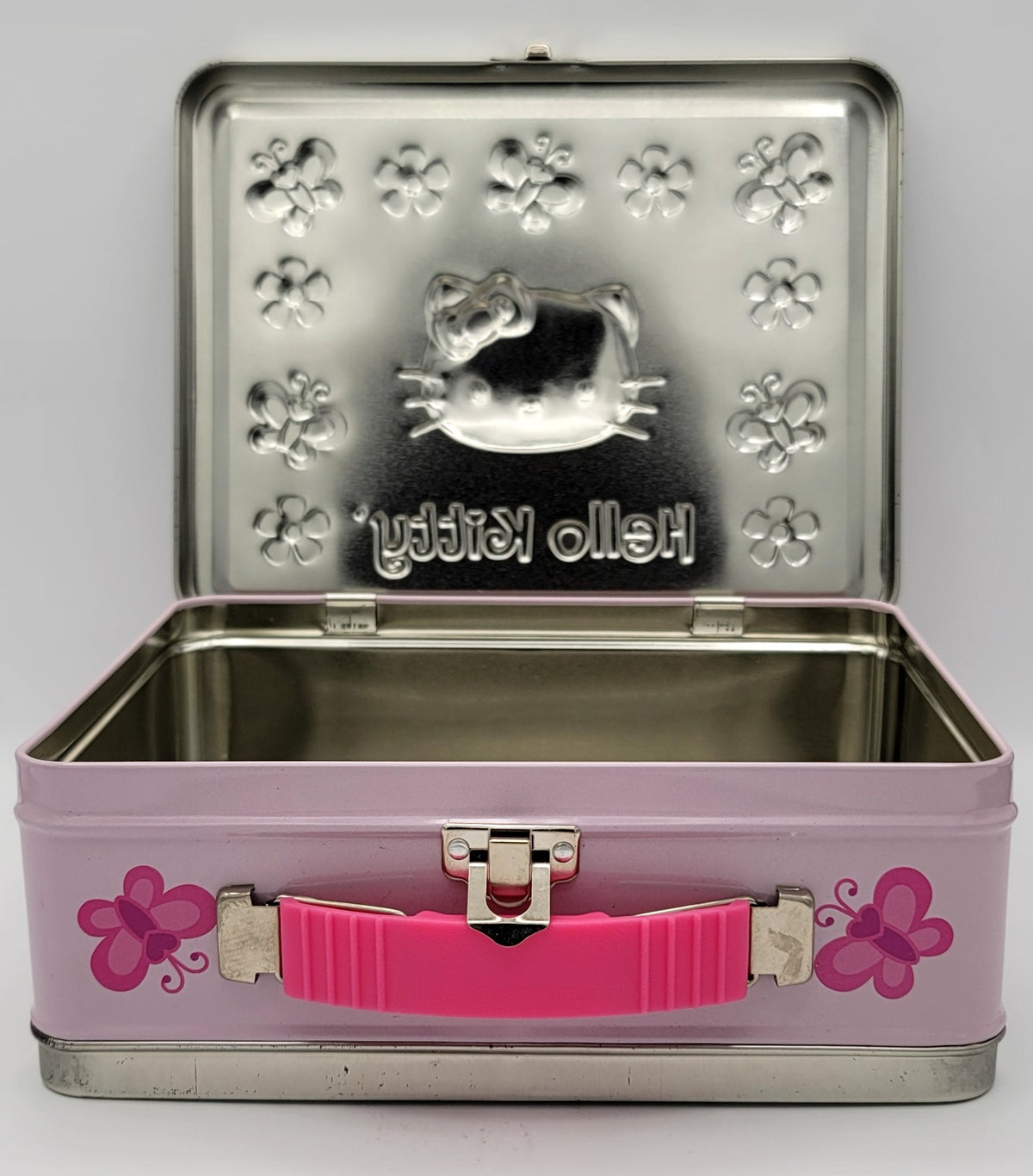 Hello Kitty Pink Daisy & Butterfly Metal Lunch Box