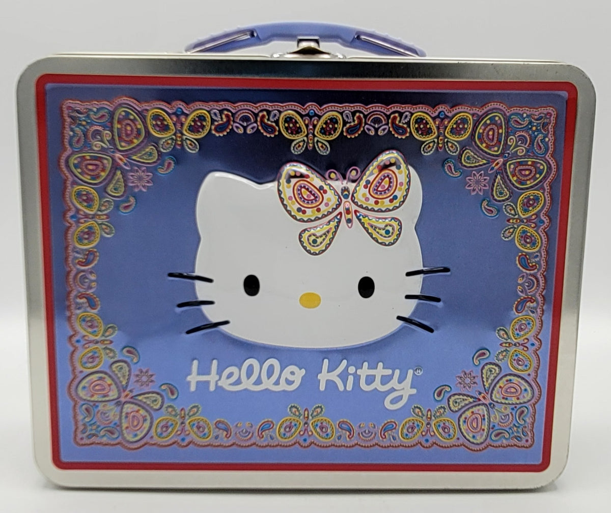 Hello Kitty Purple Butterfly Square Metal Lunch Box