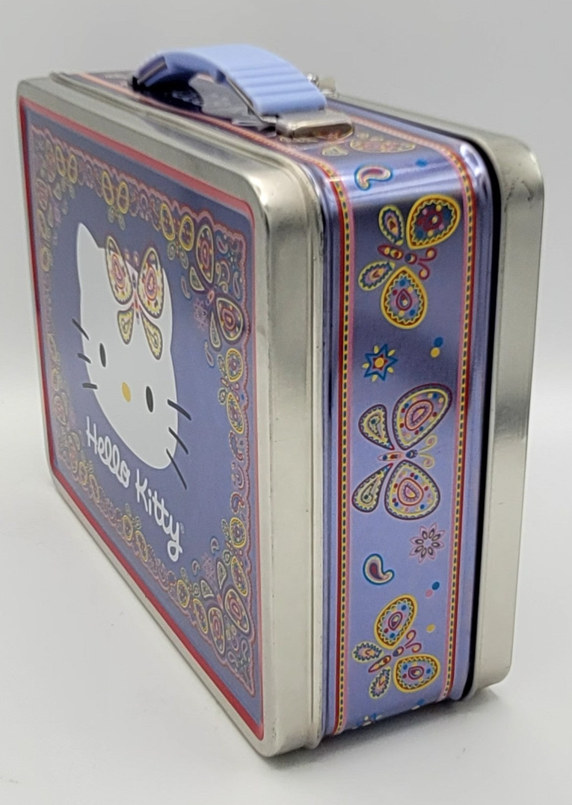 Hello Kitty Purple Butterfly Square Metal Lunch Box