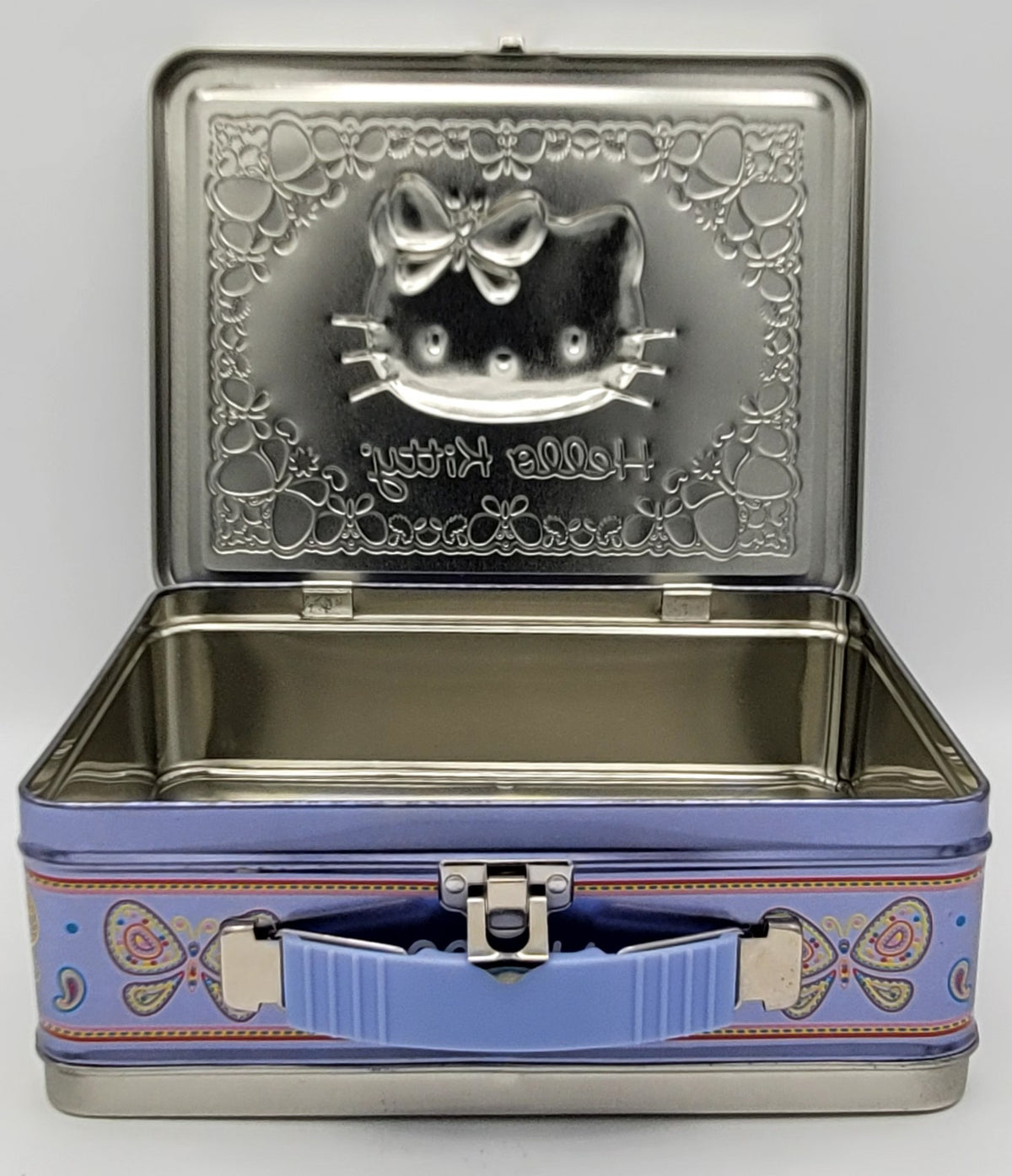 Hello Kitty Purple Butterfly Square Metal Lunch Box