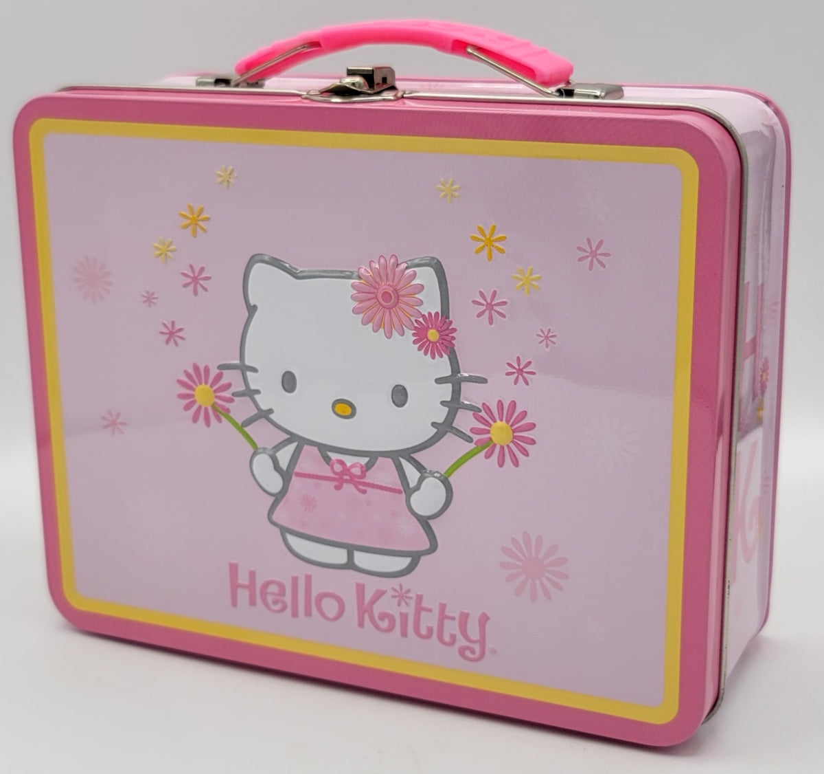 Hello Kitty Pink Dandelion Embossed Metal Lunch Box