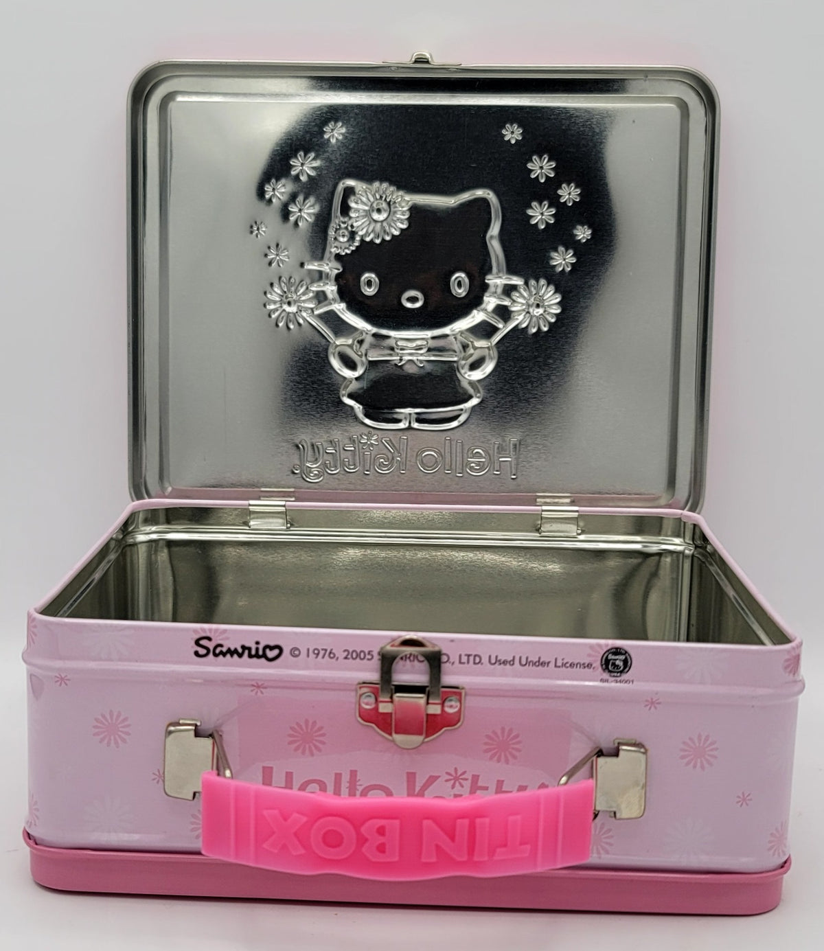 Hello Kitty Pink Dandelion Embossed Metal Lunch Box