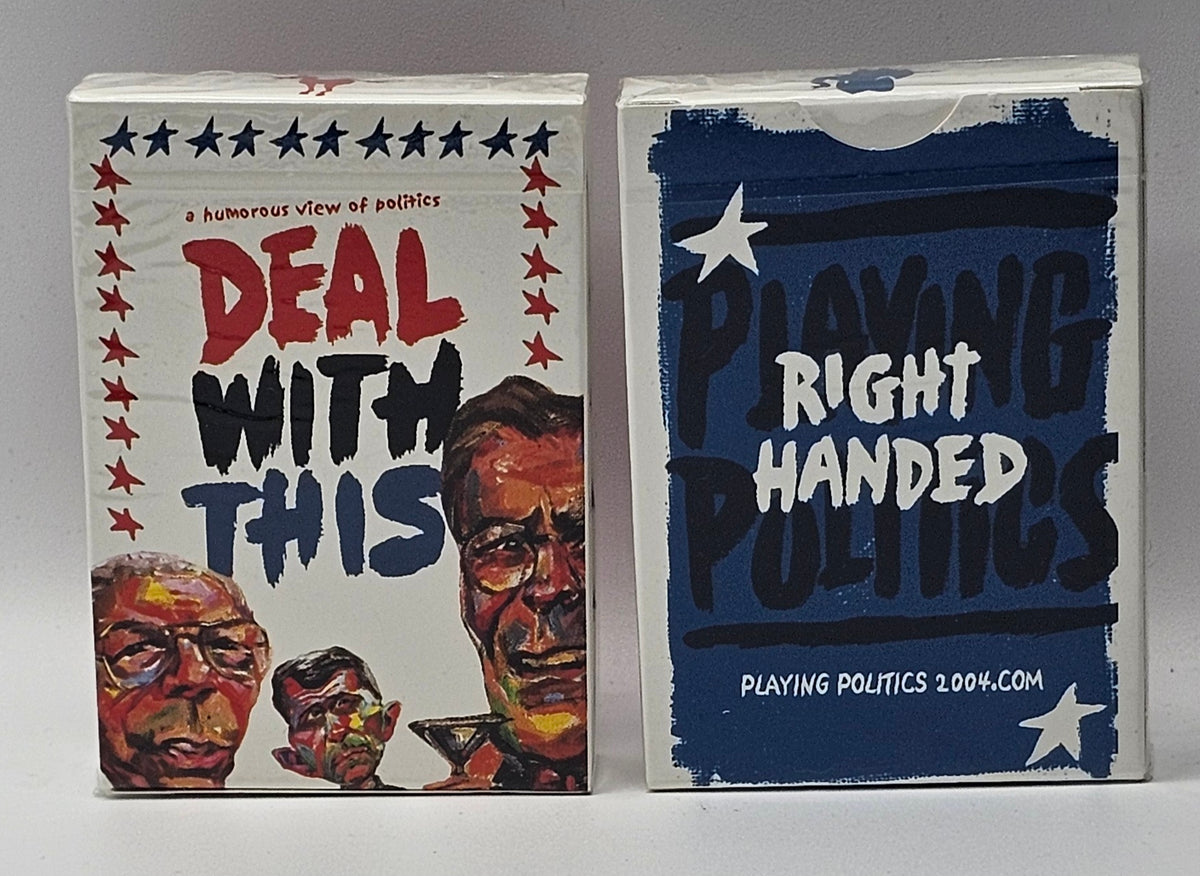 Deal With This political satire playing cards, left versus right card design detail
