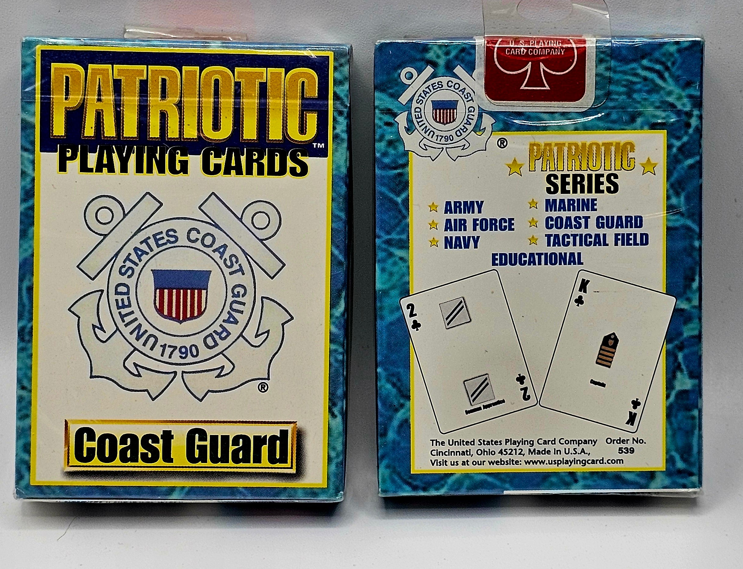 U.S. Coast Guard Patriotic Playing Cards, 2003 Factory Sealed USPC Cincinnati Military Deck, front view