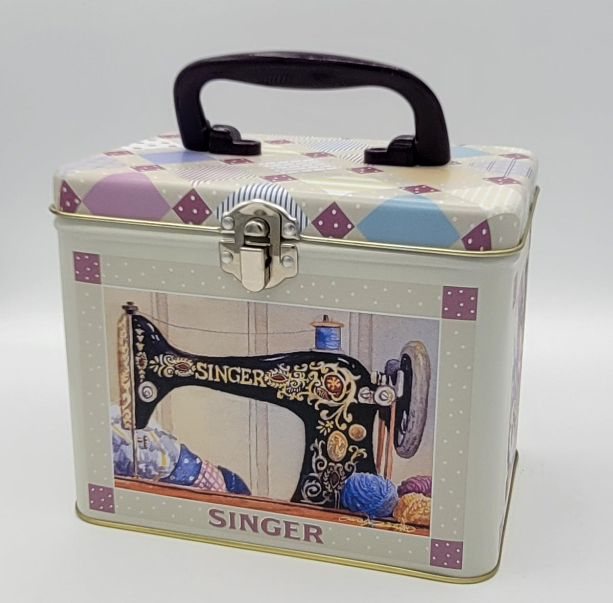 Singer Quilting Cat Square Metal Keepsake Box