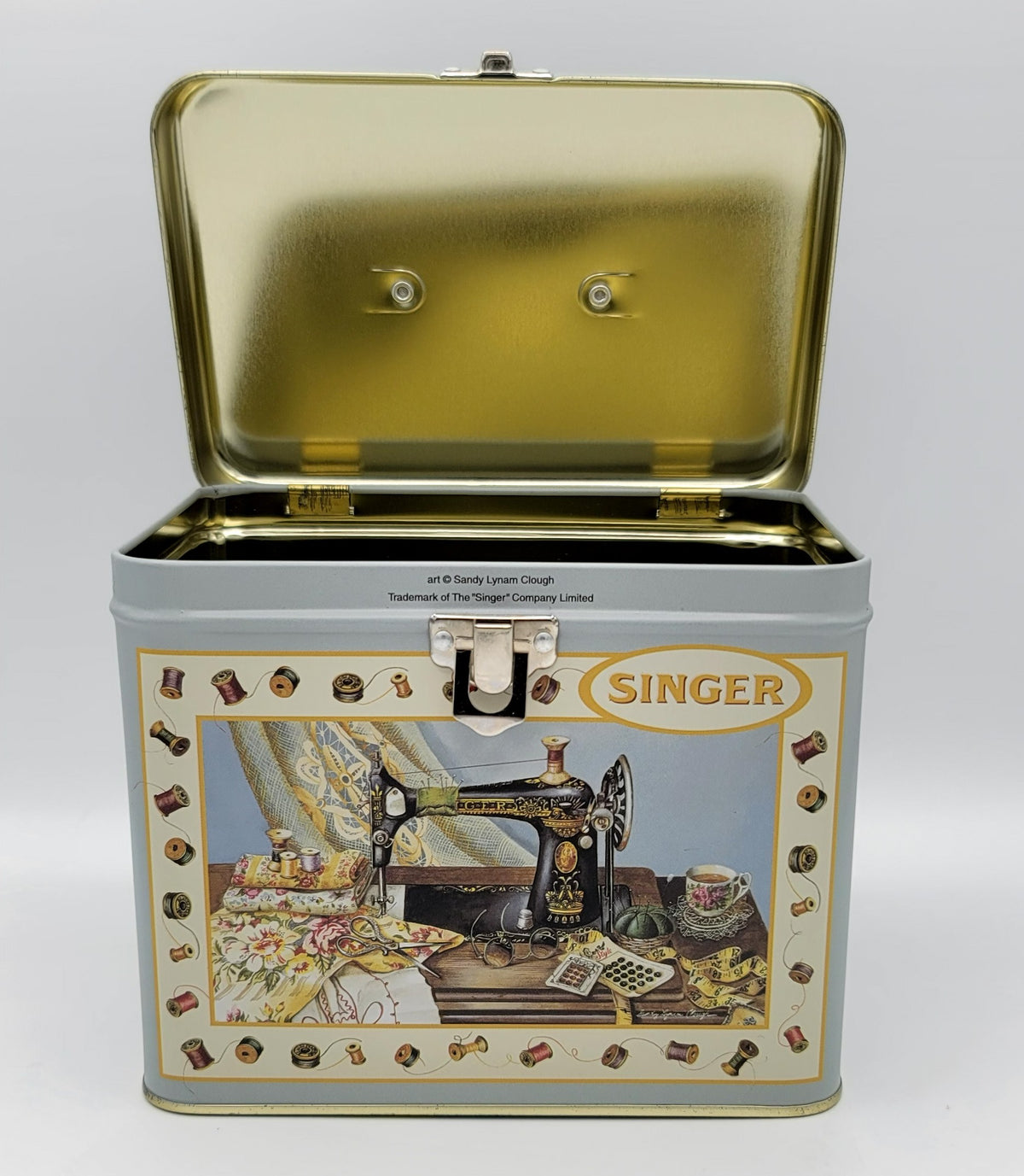 Singer Blue Sewing Notions Square Metal Keepsake Box