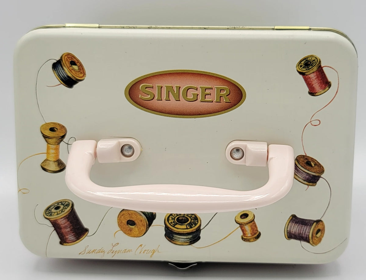 Singer Pink Roses Sewing Square Metal Keepsake Box