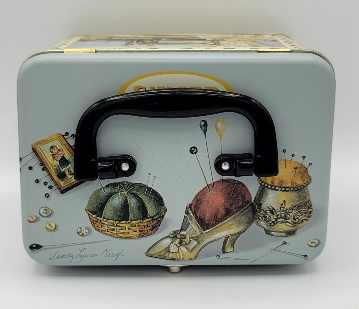Singer Blue Sewing Notions Square Metal Keepsake Box