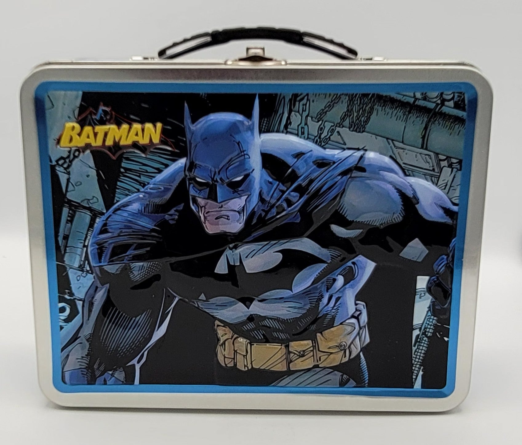 Batman Grit Square Metal Lunch Box, DC Comics Collector Carry Case 2006, packaging view