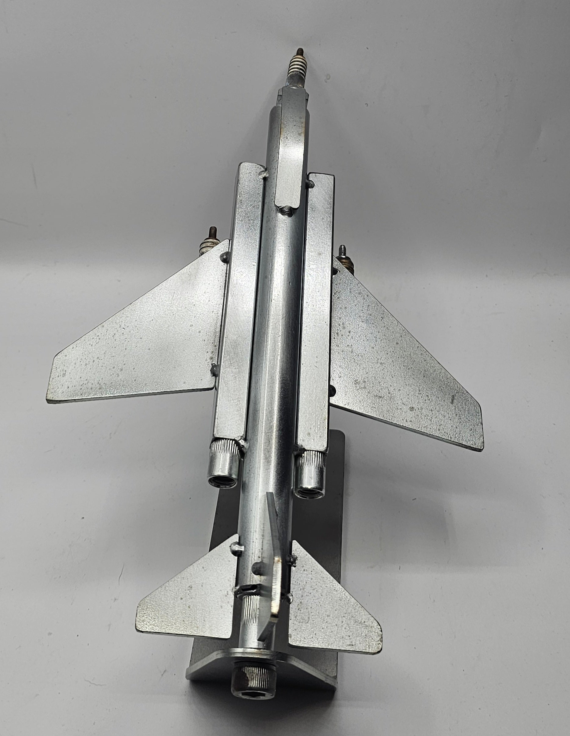F-4 Phantom spark plug metal art fighter jet, handmade aircraft sculpture alternate view