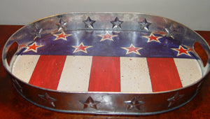 American Flag Patriotic Serving Tray - Americana Dresser Tray Desk Organizer