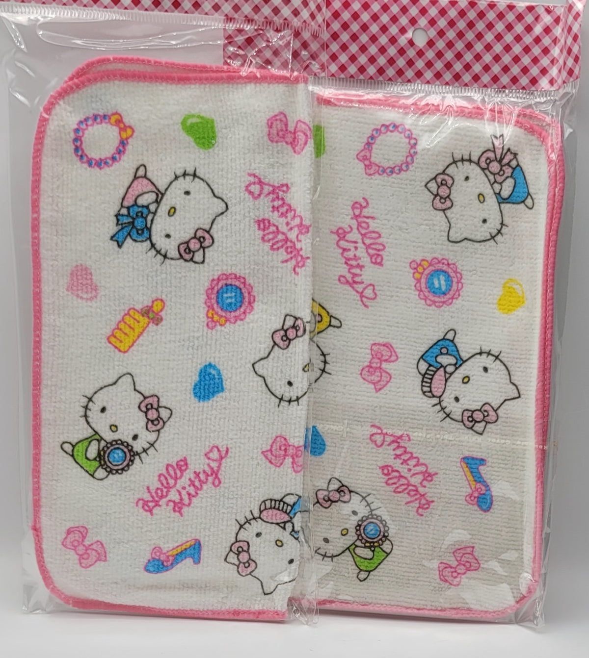 Hello Kitty character washcloth set, folded towel stack product photo