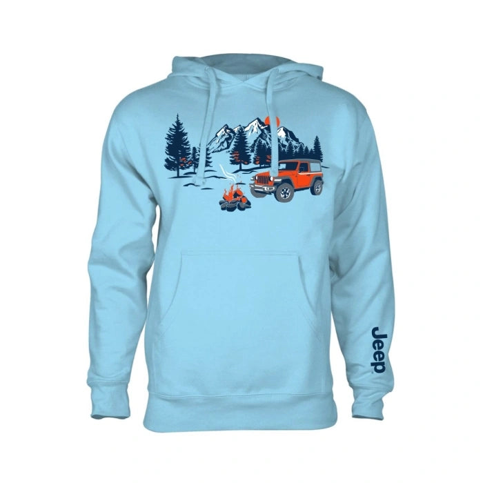 Jeep Mountainside Unisex Pullover Hoodie, Light Blue Large, New in Package, side view